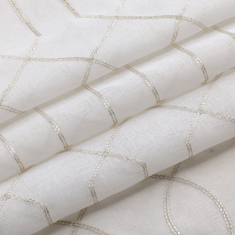 Trellis Embroidered Sheer Window Curtain Panel 2-pack or 4-Pack