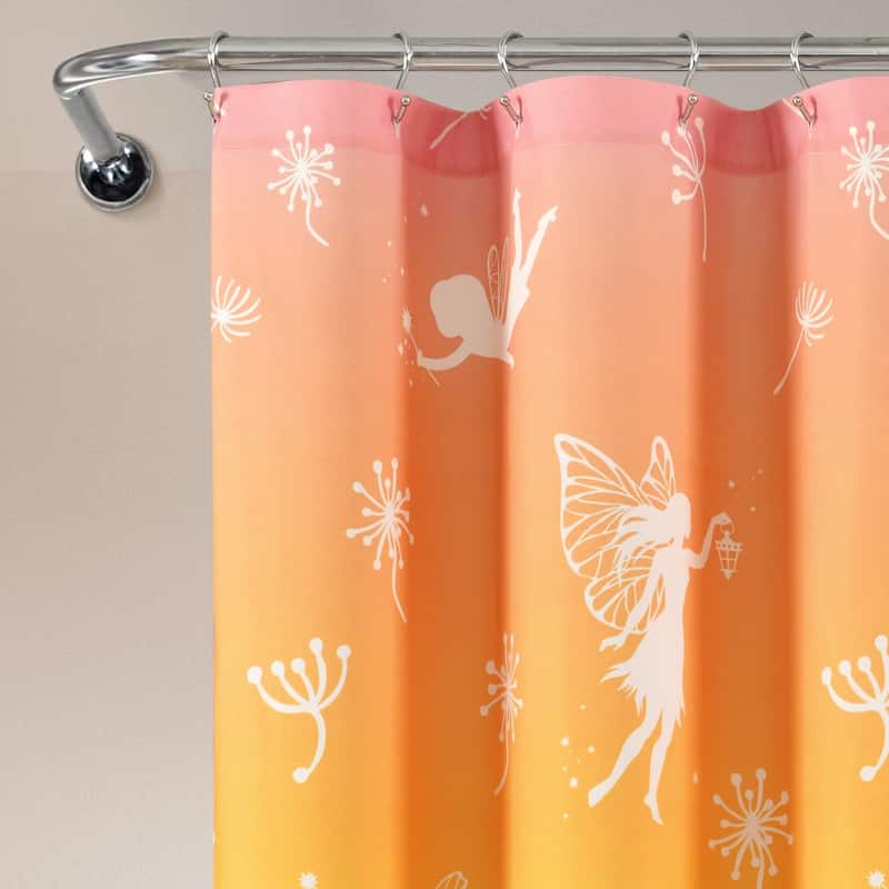 Lush Decor Dandelion Fairy Ombre Pastel Rainbow Shower Curtain