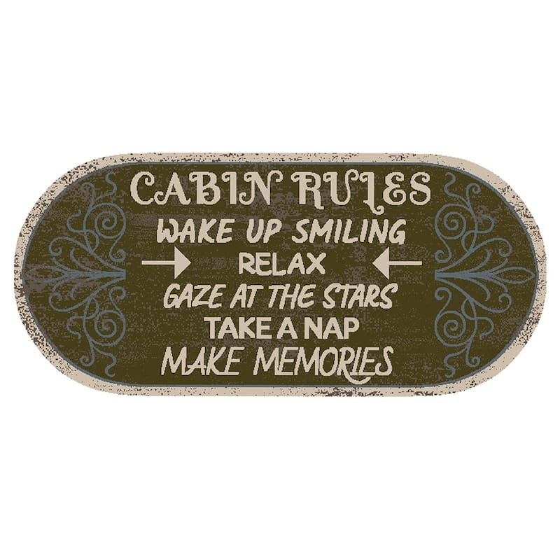 Mayberry Cozy Cabin Cabin Rules Accent Non-slip Lodge Cabin Mat - 20"x44"