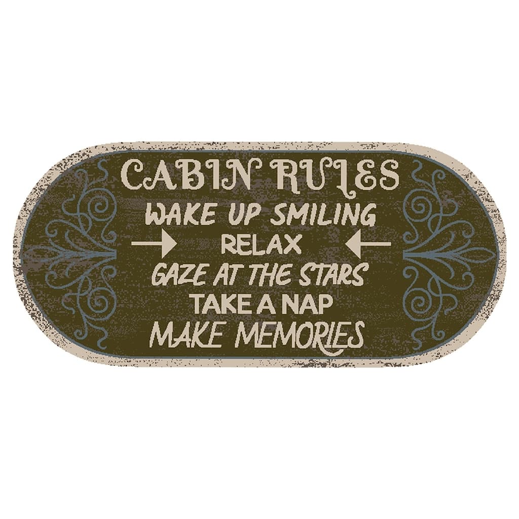Mayberry Cozy Cabin Cabin Rules Accent Non-slip Lodge Cabin Mat - 20"x44"
