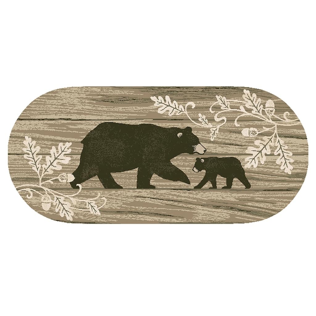 Mayberry Cozy Cabin Foliage Bear Accent Non-slip Lodge Cabin Mat - 20"x44"