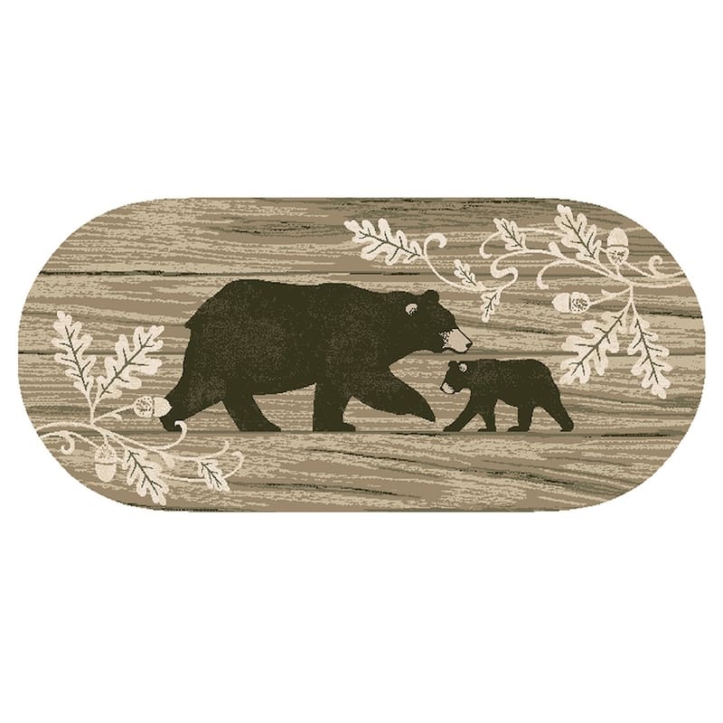 Mayberry Cozy Cabin Foliage Bear Accent Non-slip Lodge Cabin Mat - 20"x44"