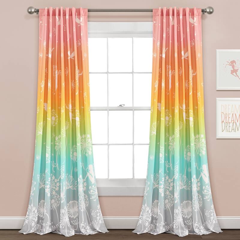 Lush Decor Dandelion Fairy Ombre Pastel Rainbow Window Curtain Panel Pair - 84" x 52"