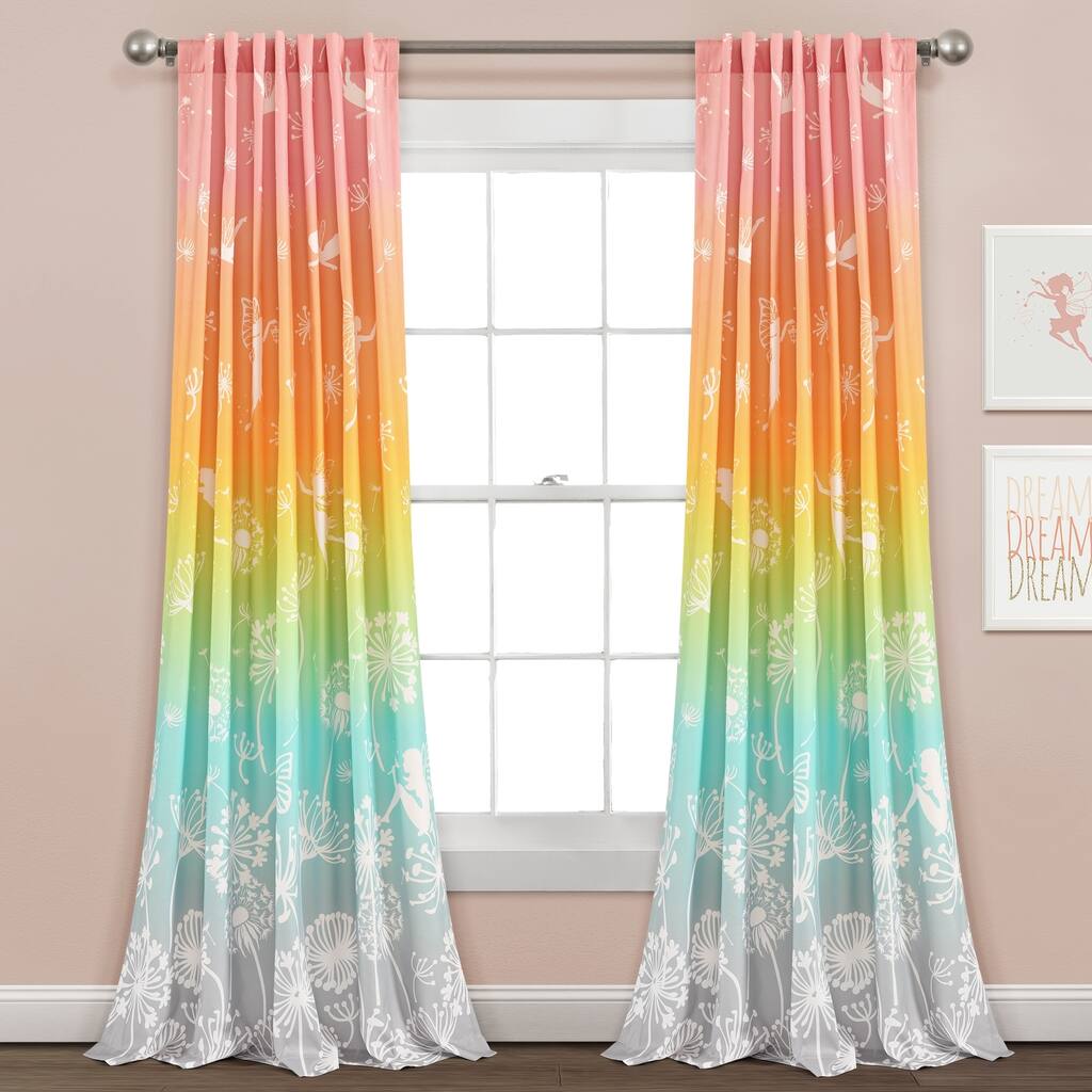 Lush Decor Dandelion Fairy Ombre Pastel Rainbow Window Curtain Panel Pair - 84" x 52"