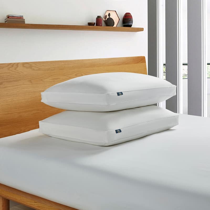 Serta 233 Thread Count White Goose Feather and Down Fiber Pillow (Set of 2) - Jumbo