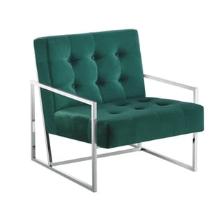 Best Master Furniture  Silver Frame with Velvet Arm Accent Chair (Green (Silver))