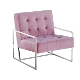 Best Master Furniture  Silver Frame with Velvet Arm Accent Chair (Pink (Silver))