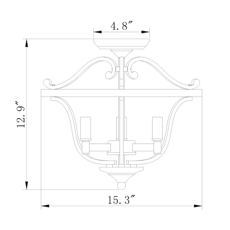 Karl Chrome 3-Light Semi-Flush Mount Light