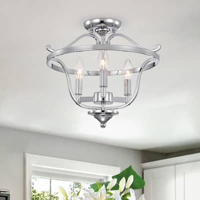 Karl Chrome 3-Light Semi-Flush Mount Light