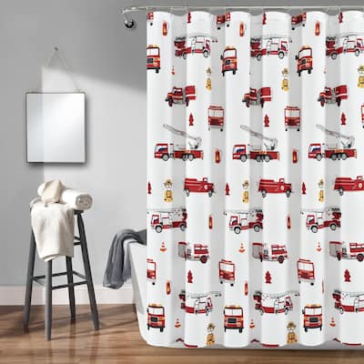 Lush Decor Fire Truck Shower Curtain