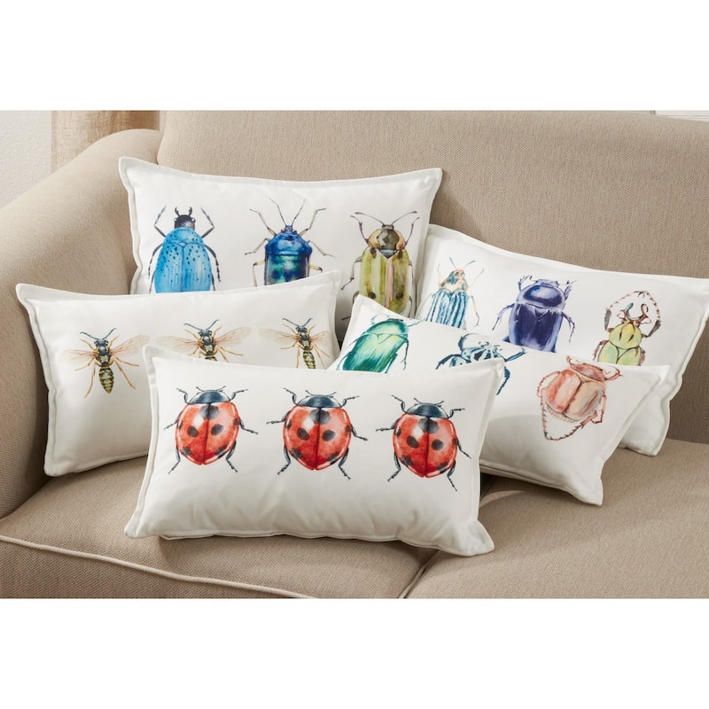 Throw Pillow With Bugs Design