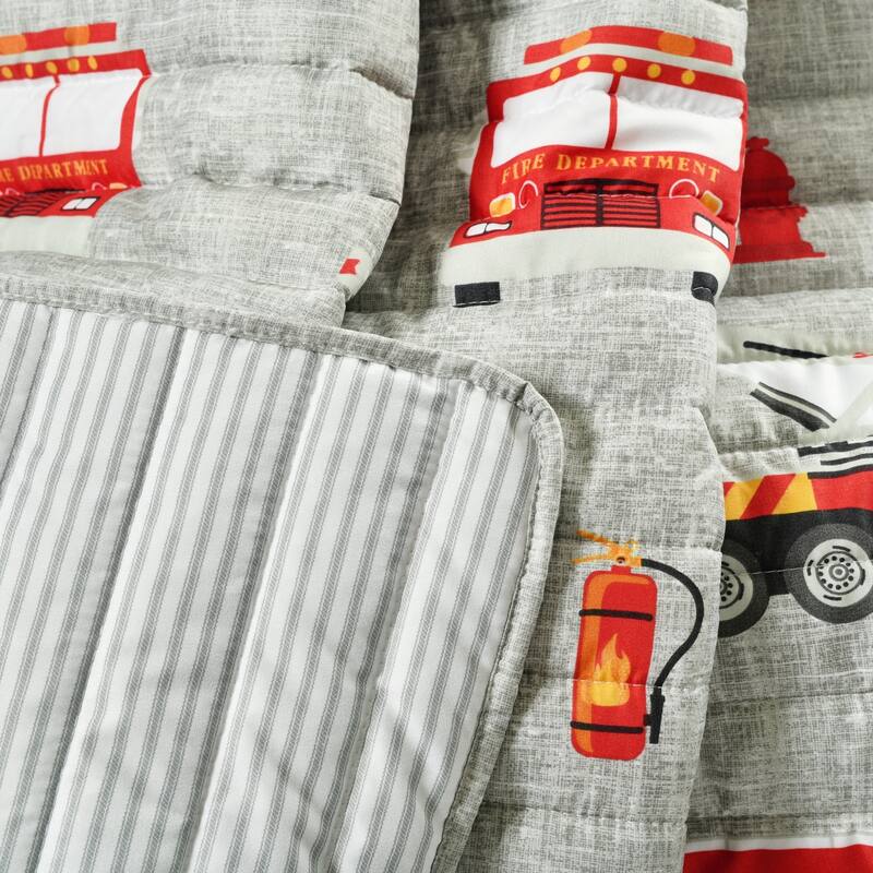 Lush Decor Fire Truck Reversible Print Throw Blanket