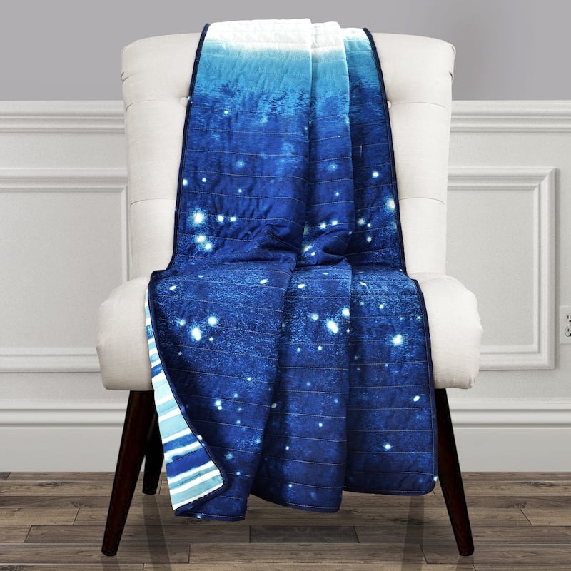 Lush Decor Space Star Ombre Reversible Print Throw Blanket - 60" x 50" - Navy & White