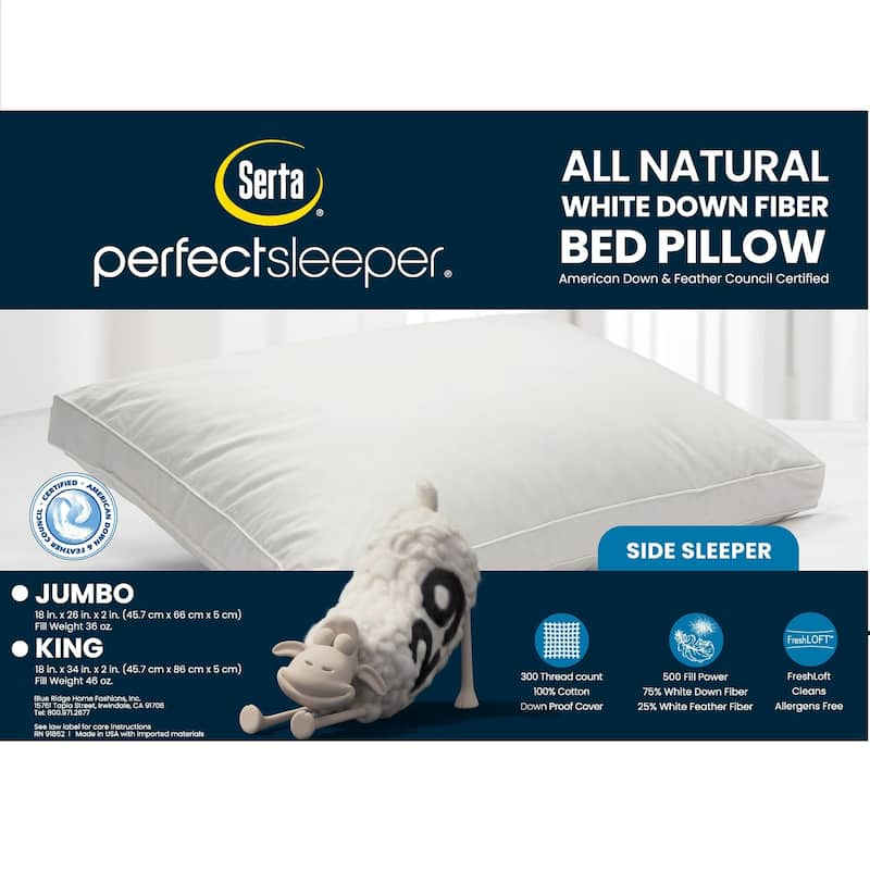 Serta 300 Thread Count White Down Fiber Pillow