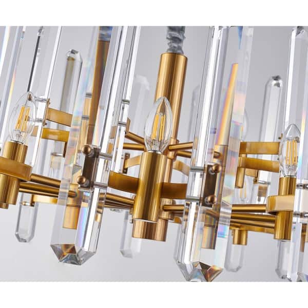 Gold Metal Chandelier With Crystal Plaques - Bed Bath & Beyond - 30826819