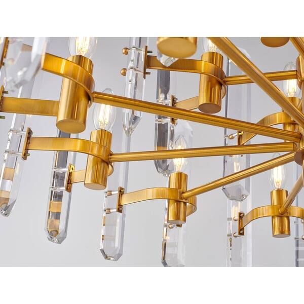 Gold Metal Chandelier With Crystal Plaques - Bed Bath & Beyond - 30826819