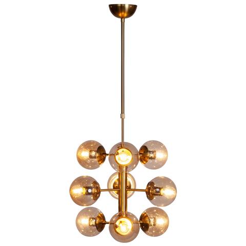 MidCentury Modern 9 Globe Chandelier - Brushed Brass