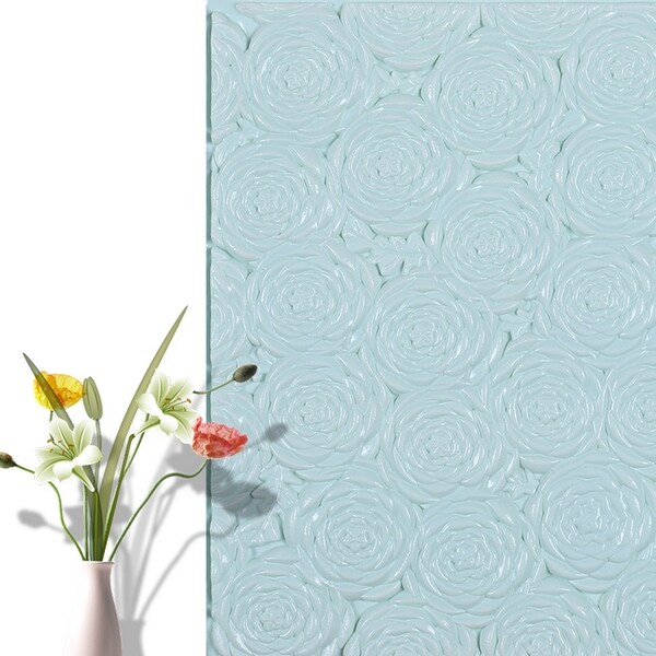 3D Rose Flower Peel and Stick Wallpaper,28"x28"/pc (Blue_20pc) - 20pc