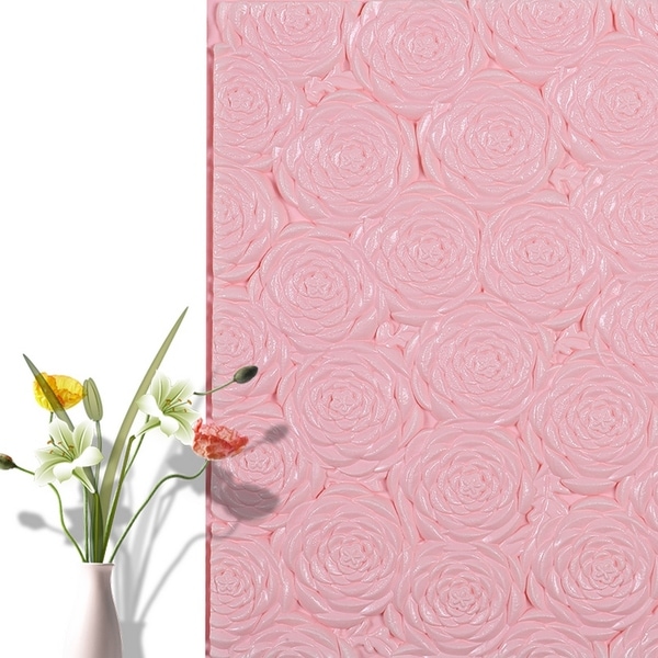 3D Rose Flower Peel and Stick Wallpaper,28"x28"/pc (Pink_20pc) - 20pc - On Sale - Overstock