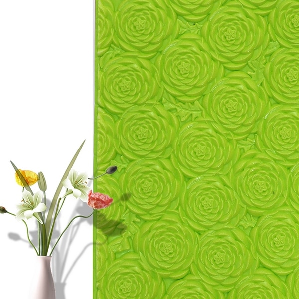 3D Rose Flower Peel and Stick Wallpaper,28"x28"/pc (Green_20pc) - 20pc