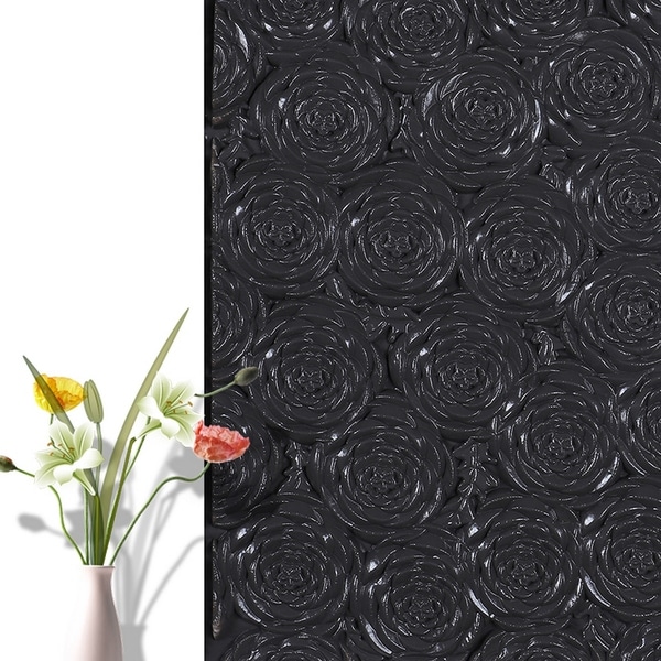 3D Rose Flower Peel and Stick Wallpaper,28"x28"/pc (Black_50pc) - 50pc