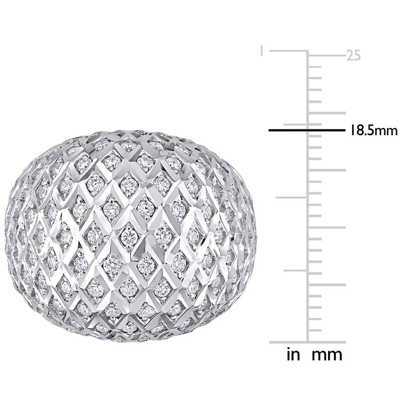 Miadora 18k White Gold 1 1/2ct TDW Diamond Cluster Dome Mesh Cocktail Ring
