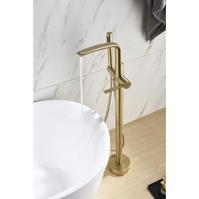8024 Single Handle Floor Mounted Freestanding Tub Filler with Hand shower