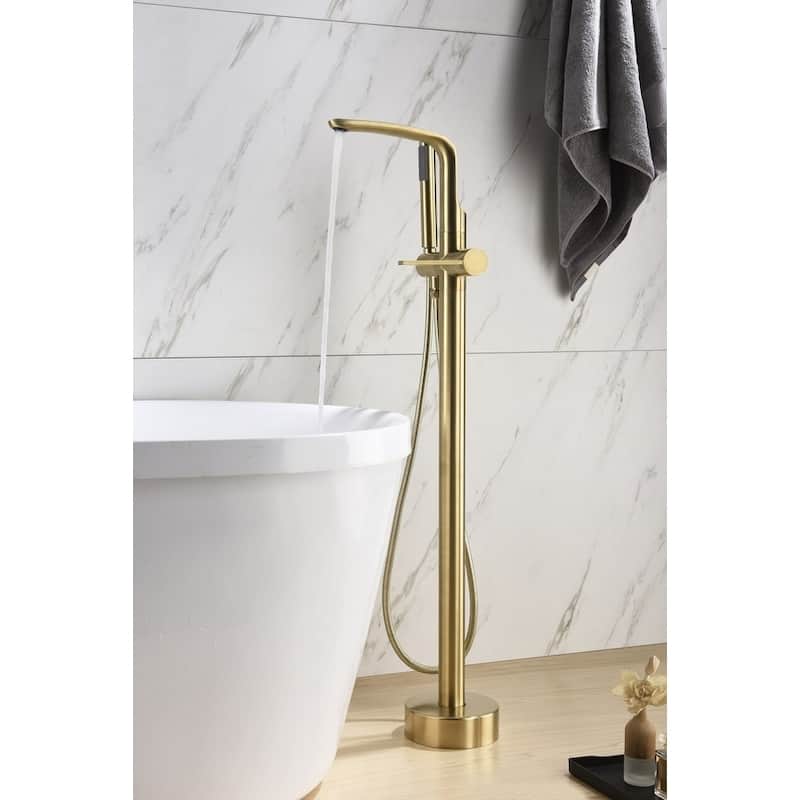 8024 Single Handle Floor Mounted Freestanding Tub Filler with Hand shower