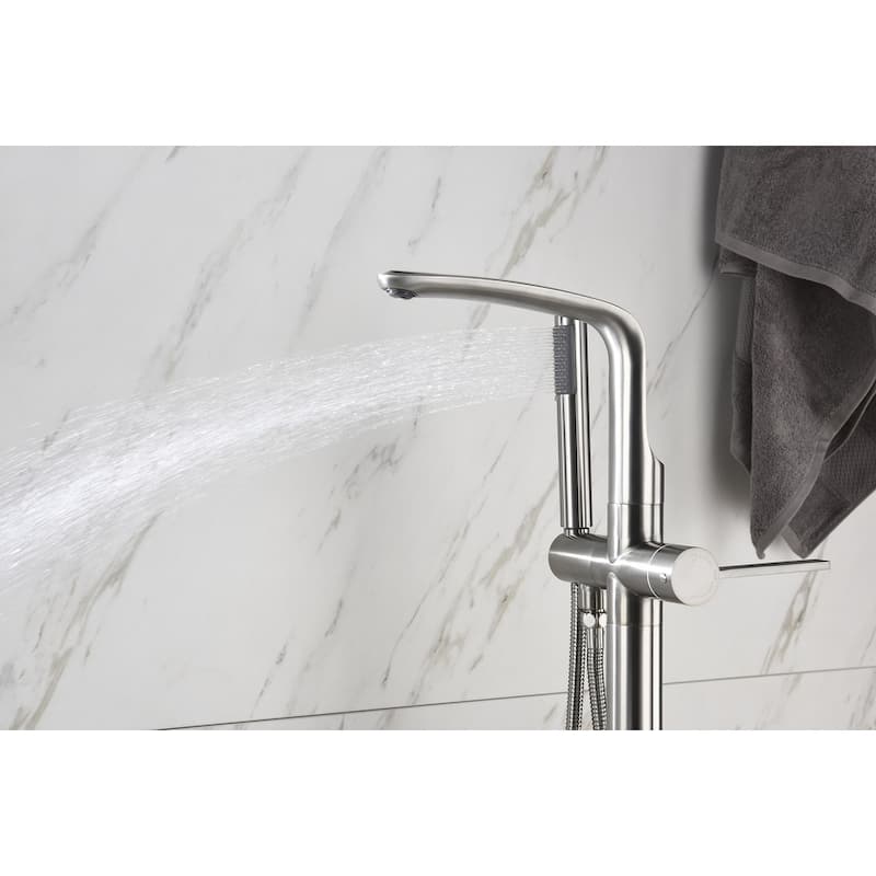 8024 Single Handle Floor Mounted Freestanding Tub Filler with Hand shower