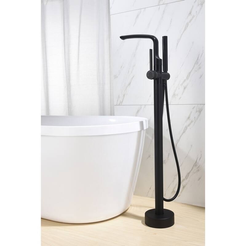 8024 Single Handle Floor Mounted Freestanding Tub Filler with Hand shower