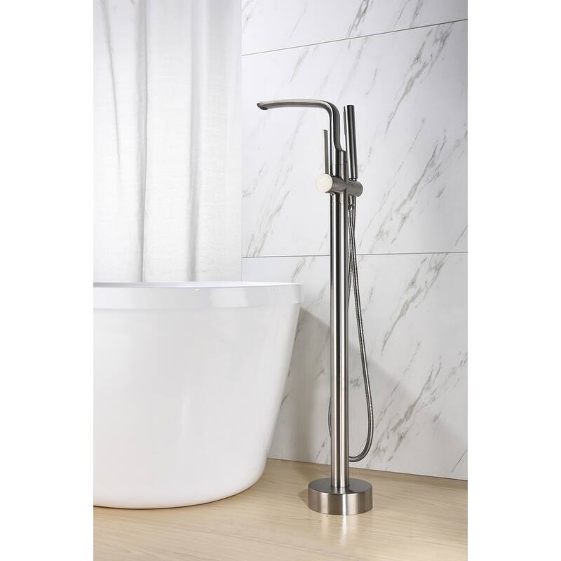 8024 Single Handle Floor Mounted Freestanding Tub Filler with Hand shower