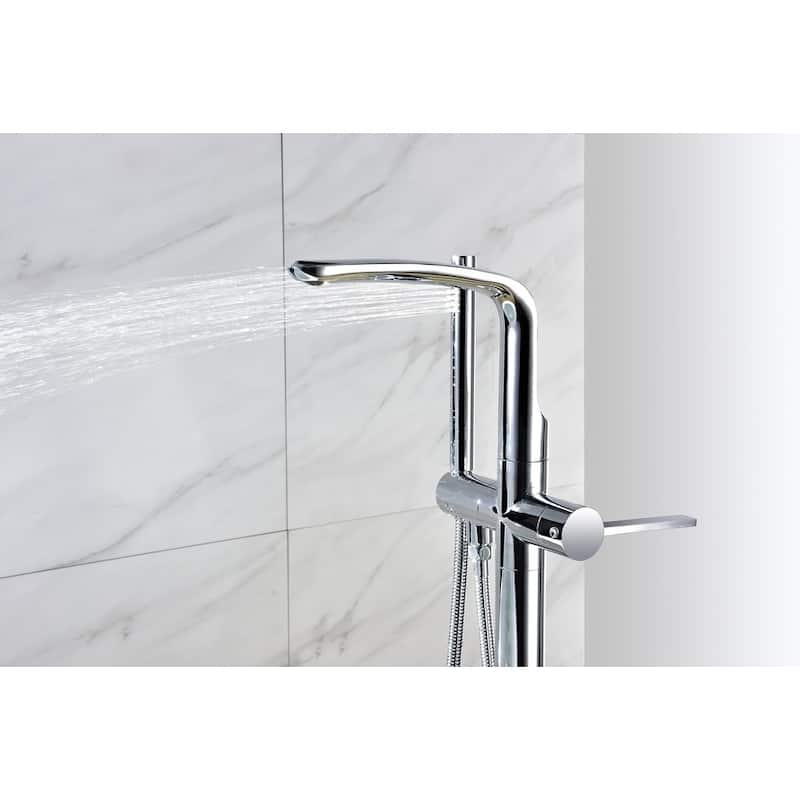 8024 Single Handle Floor Mounted Freestanding Tub Filler with Hand shower