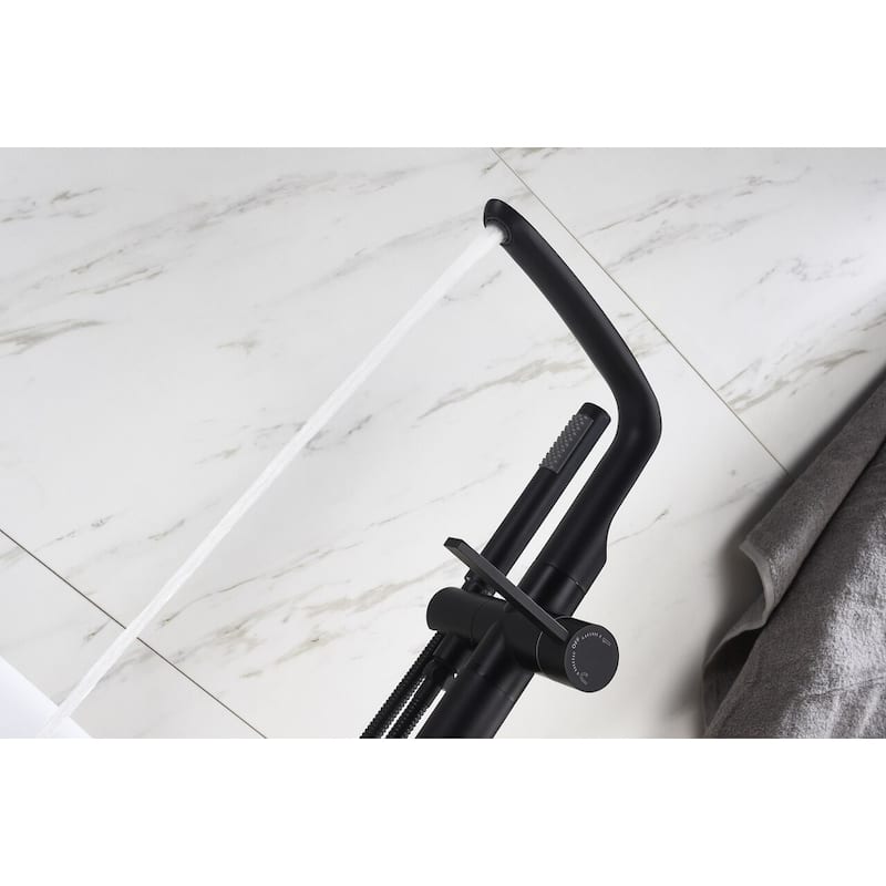 8024 Single Handle Floor Mounted Freestanding Tub Filler with Hand shower
