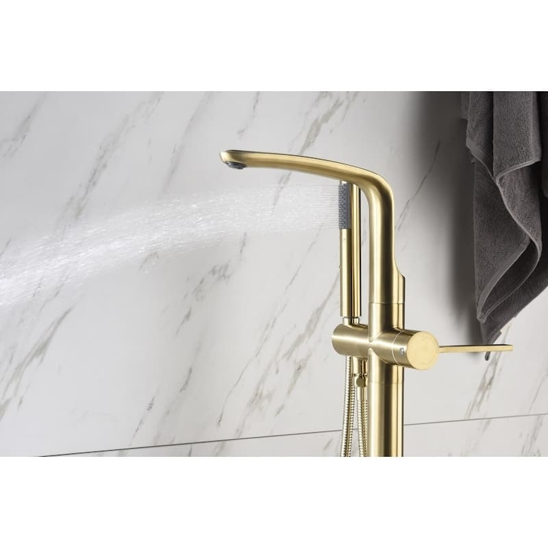 8024 Single Handle Floor Mounted Freestanding Tub Filler with Hand shower