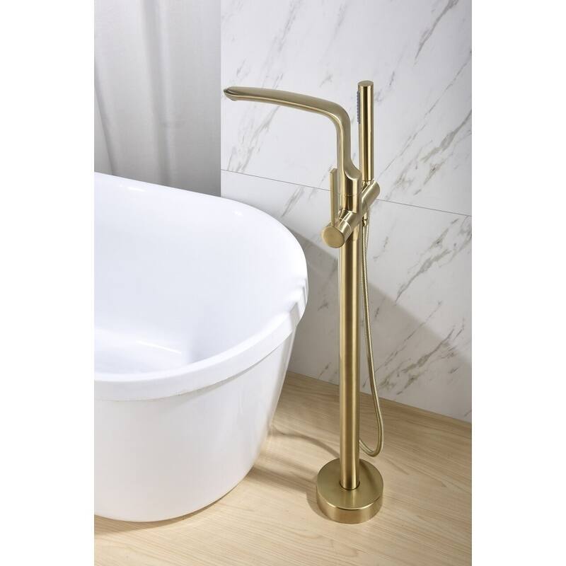 8024 Single Handle Floor Mounted Freestanding Tub Filler with Hand shower
