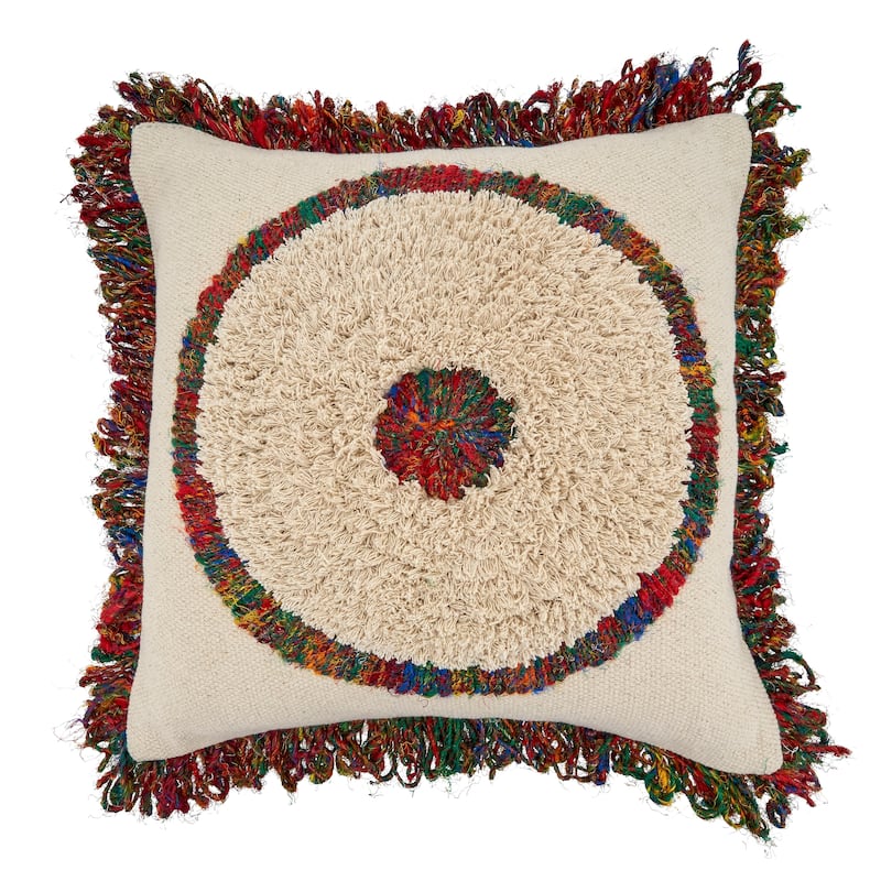 Throw Pillow With Boho Circle Design