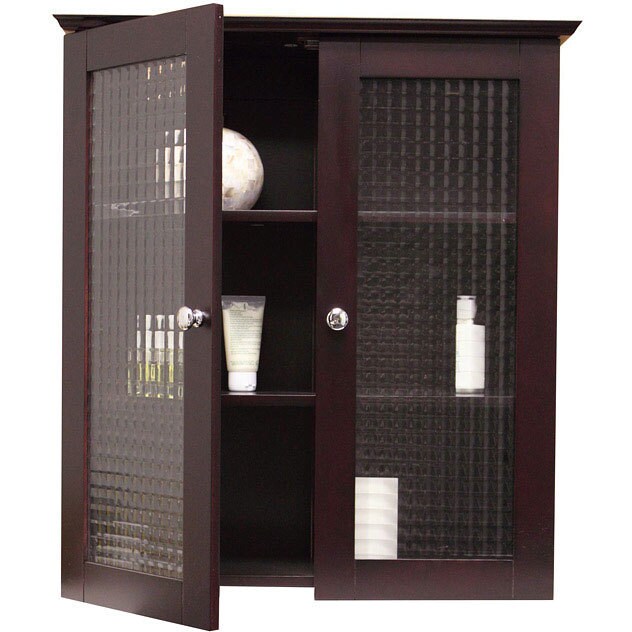 Shop Windham Wall Cabinet With Two Glass Doors By Elegant Home Fashions Overstock 3082726