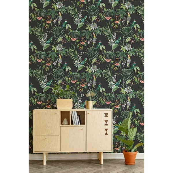 Adilah Dark Tropical Floral Wallpaper - On Sale - Bed Bath & Beyond ...