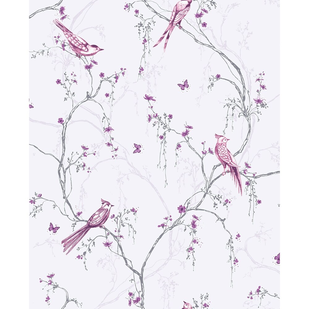 Graham and Brown Songbird Lilac Wallpaper (Lilac)