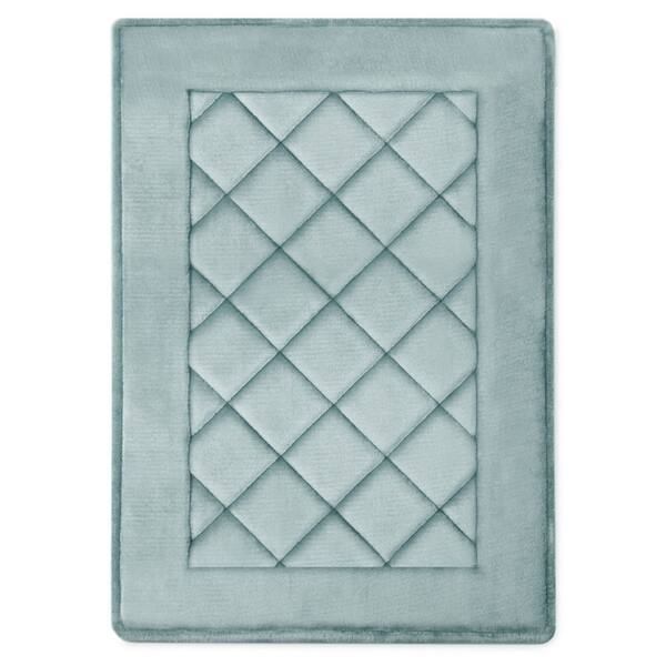 Square Imports Absorbent Soft Memory Foam Mat Bath Bathroom Bedroom Floor Shower Rug Non-Slip Sky Blue
