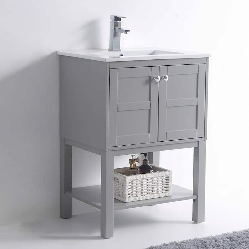 Fine Fixtures Brooklyn Collection Bathroom Vanity - Grey - 24 Inch