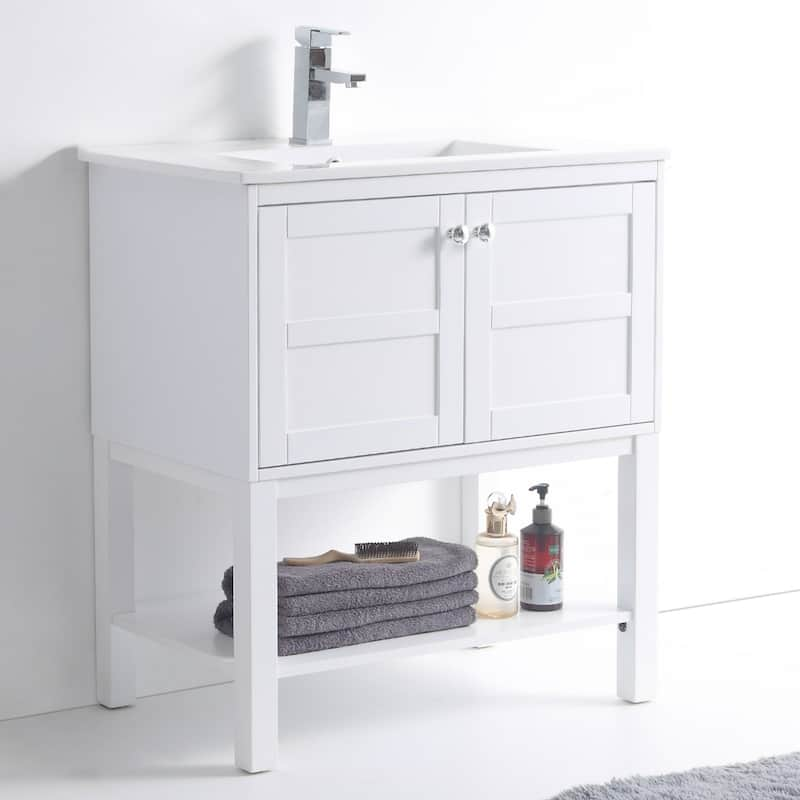 Fine Fixtures Brooklyn Collection Bathroom Vanity - White - 30 Inch