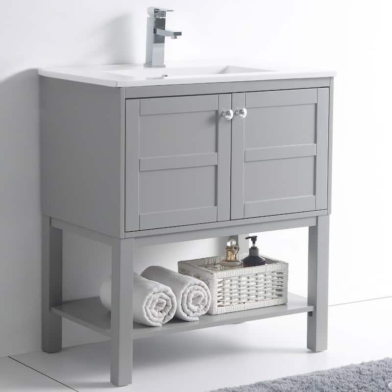 Fine Fixtures Brooklyn Collection Bathroom Vanity - Grey - 30 Inch