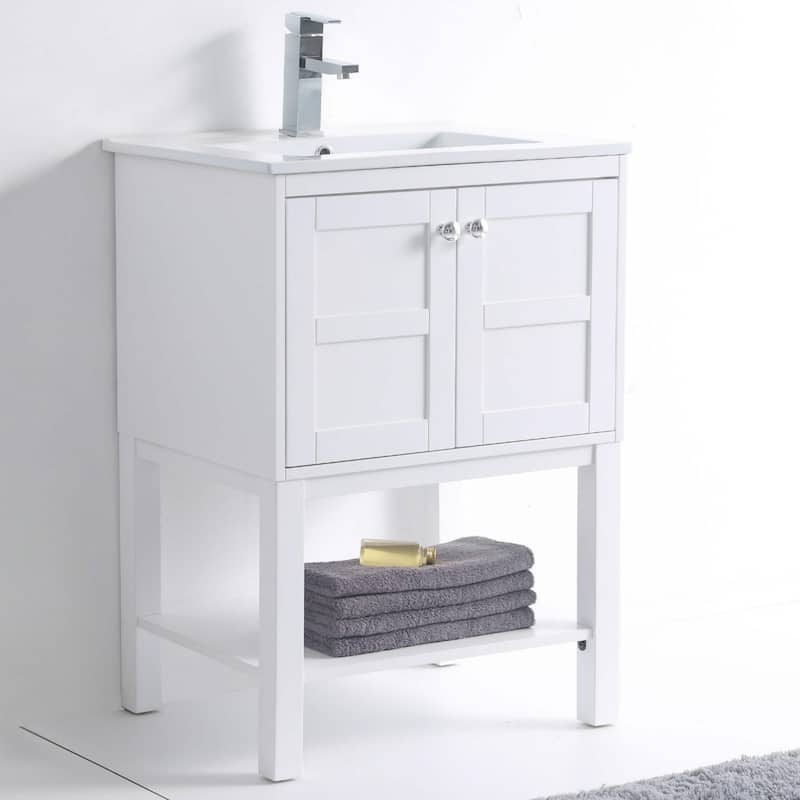 Fine Fixtures Brooklyn Collection Bathroom Vanity - White - 24 Inch