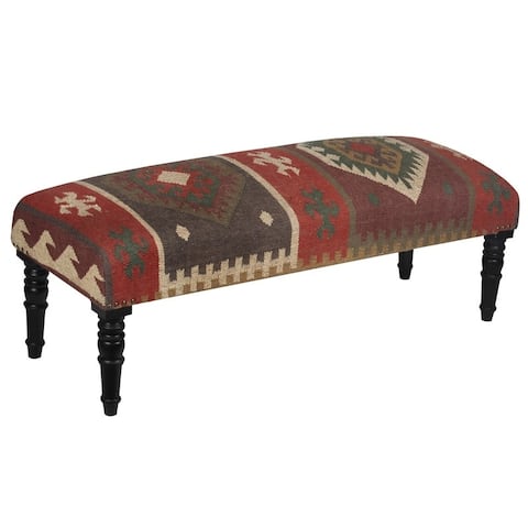 Handmade Indo Upholstered Bench (India) - 47" L x 18" W x 16" H