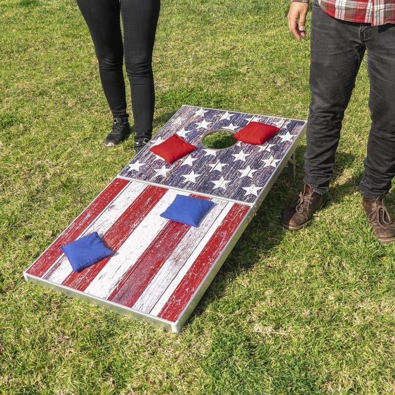 GoSports LED American Flag Cornhole Set, Regulation Size