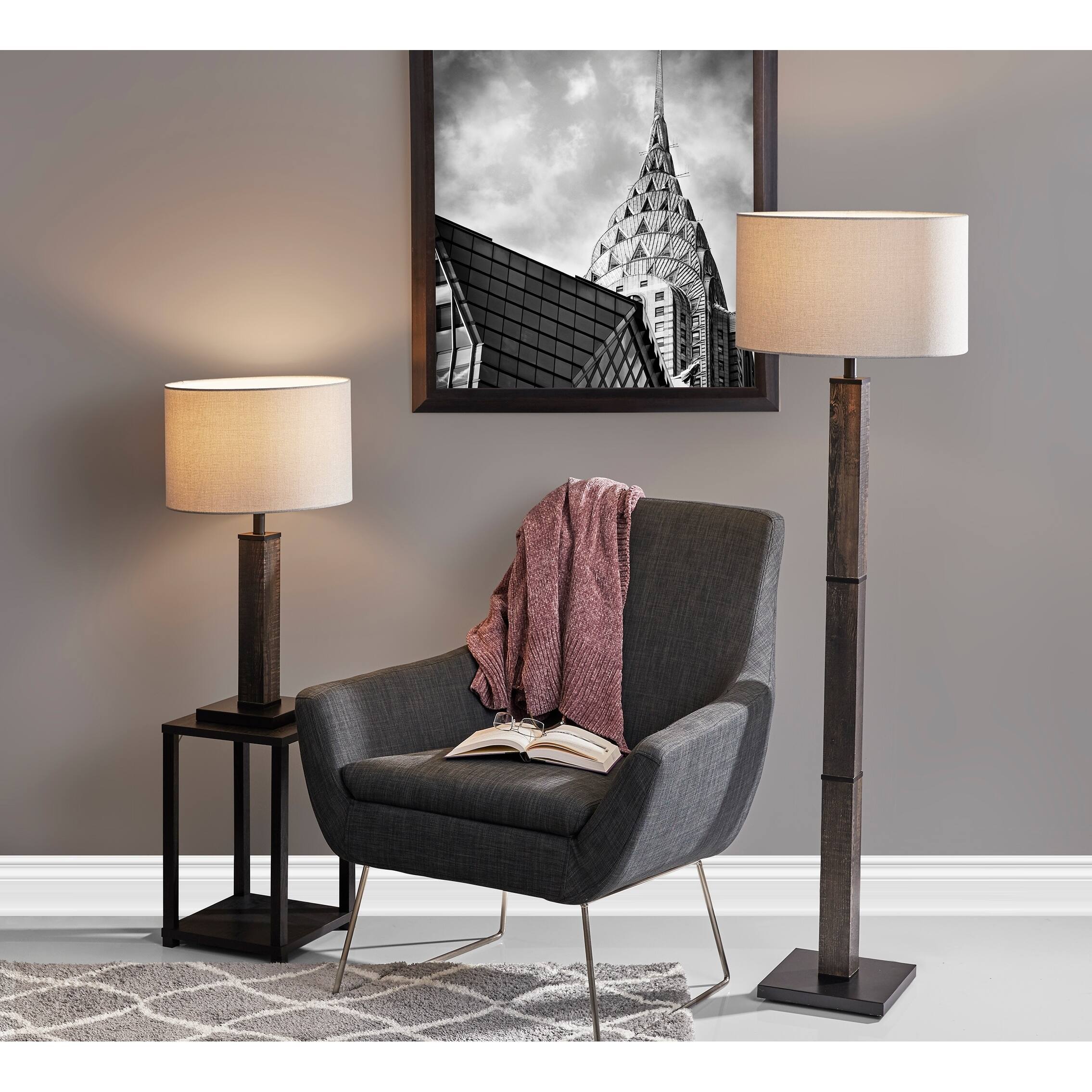 Adesso Walnut or Black Kona Kona Floor Lamp - On Sale - Bed Bath ...