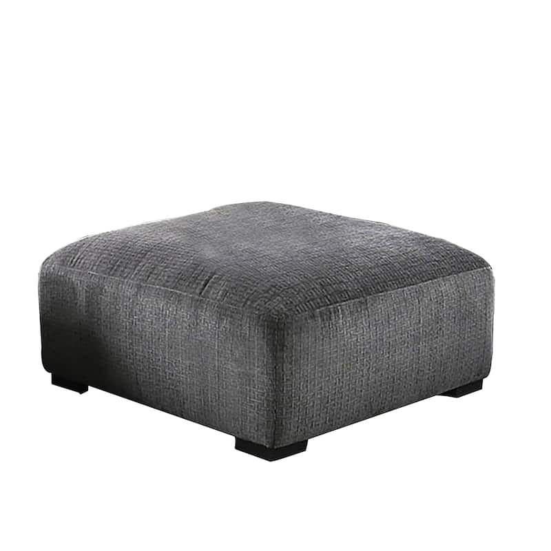 Modern Style Padded Ottoman with Fabric Upholstery, Gray