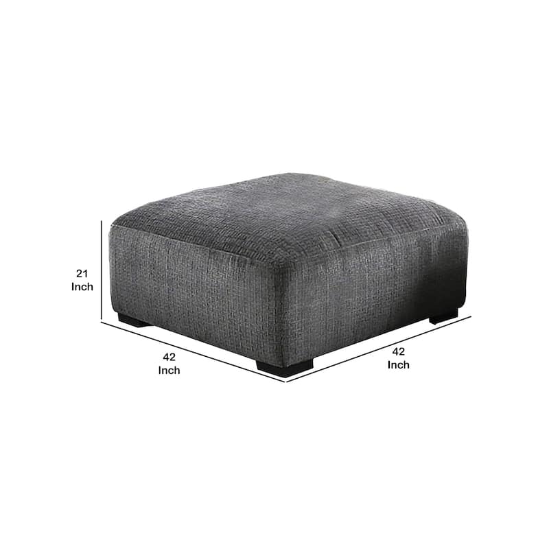 Modern Style Padded Ottoman with Fabric Upholstery, Gray