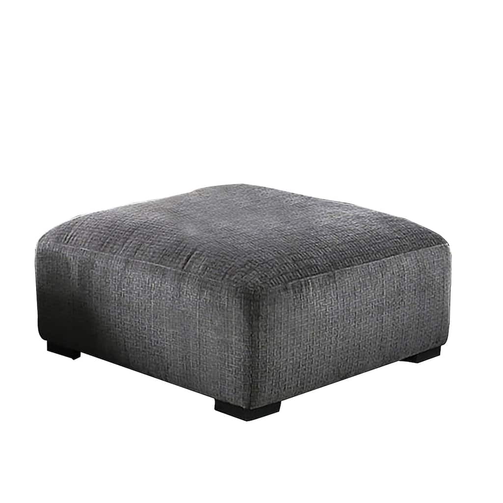 Modern Style Padded Ottoman with Fabric Upholstery, Gray